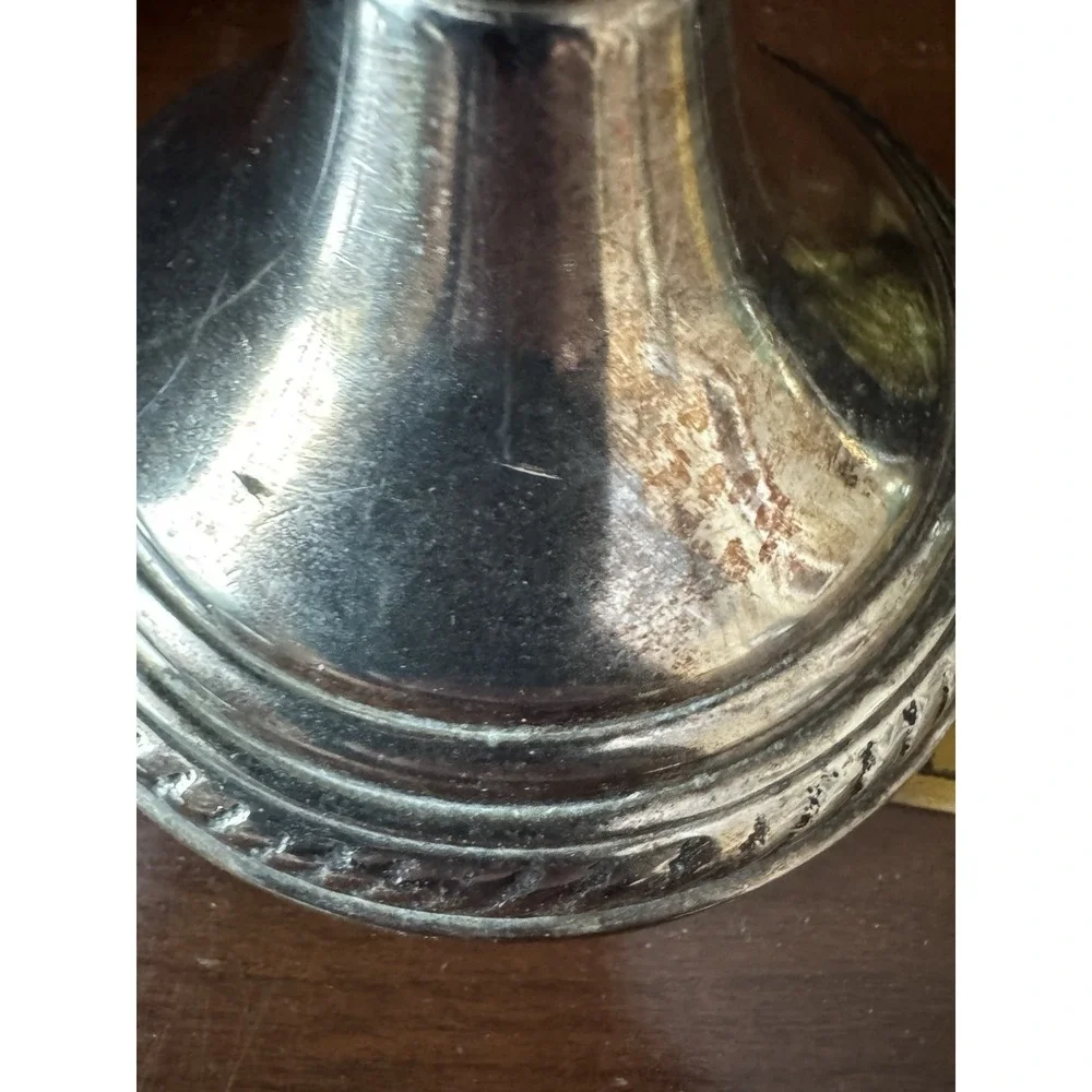 Pottery Barn Eclectic Silver‎ Taper Candle Holder Mini Rope Edged Silver Plated